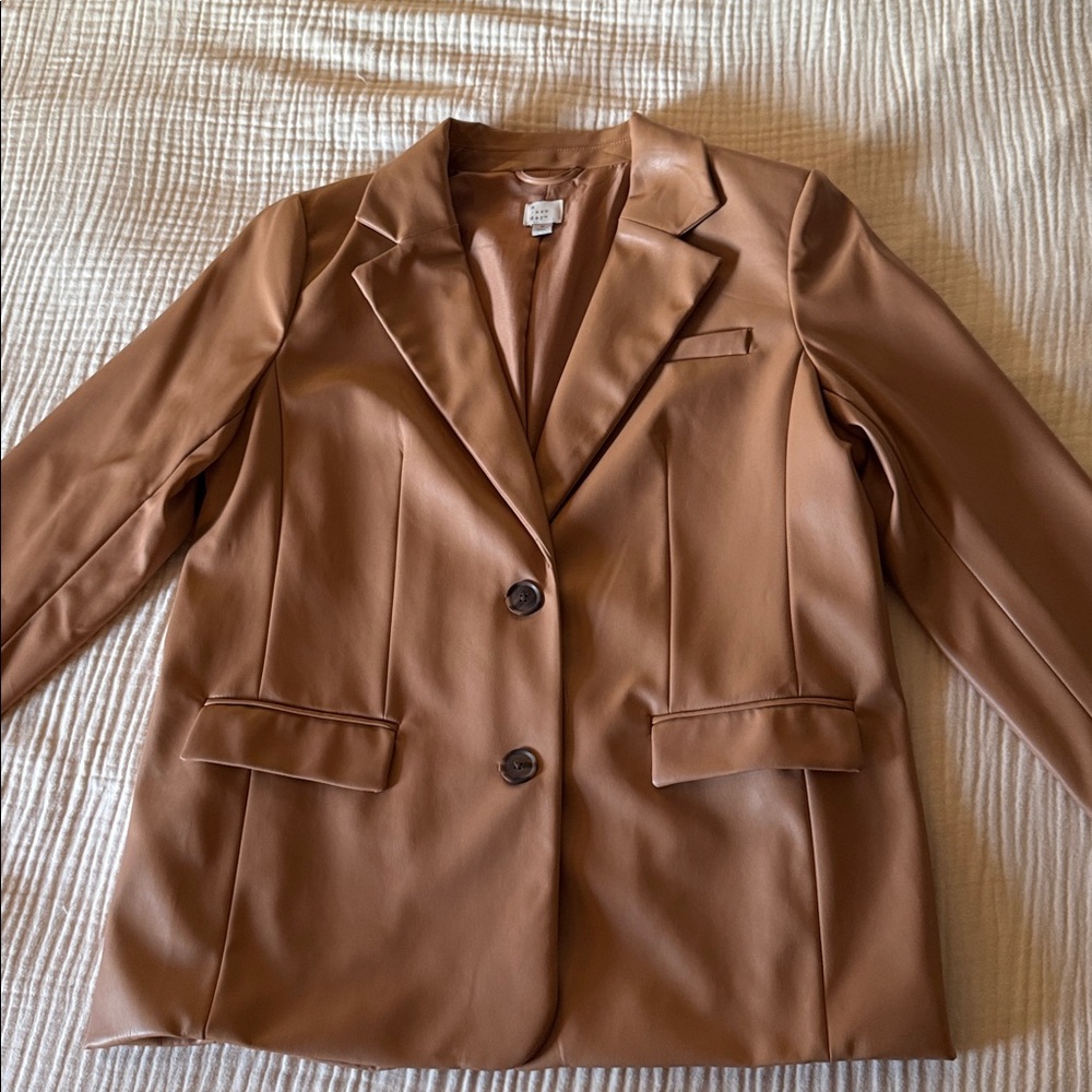 NWOT! Tan Faux Leather Blazer